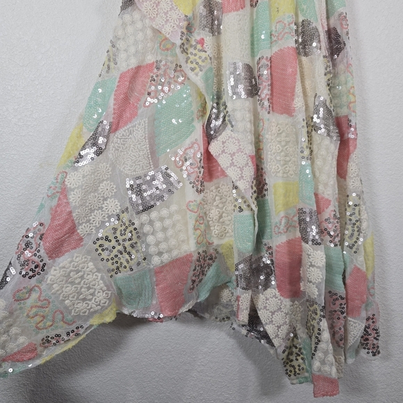 Anthropologie Eva Franco‎ Sequin Embellished Assymetric Midi Dress Multicolor - Picture 7 of 10